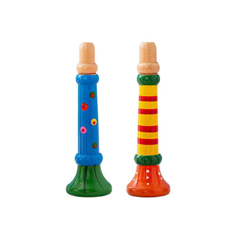 Wooden Trumpet Children Toy Horn Whistle Musical Instrument for Kids Early Educational Orff Music Instrument Sound Training Game