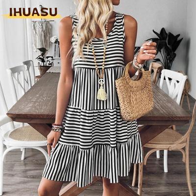 Fashion Summer Spring Sleeveless O-Neck Casual Dresses