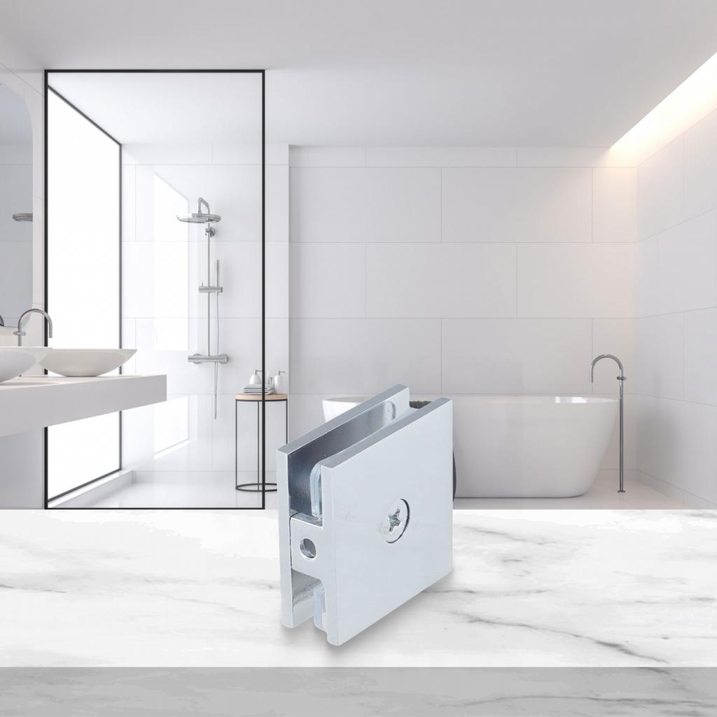 Brass Glass Clamp for Bathroom Doors Square U Shape for 8 12mm Tempered Glass