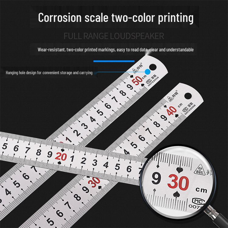 Stainless Steel Straight Ruler - 15/30/50/60cm, Iron Ruler - 2 Feet 10cm, width 19mm, thickness 0.65mm