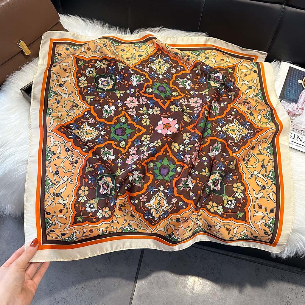 Luxury Square Scarf For Women Fashion Ladies Hijab Elegant Neckerchief Bandanas Soft Stain Faux Silk Scarves Shawl