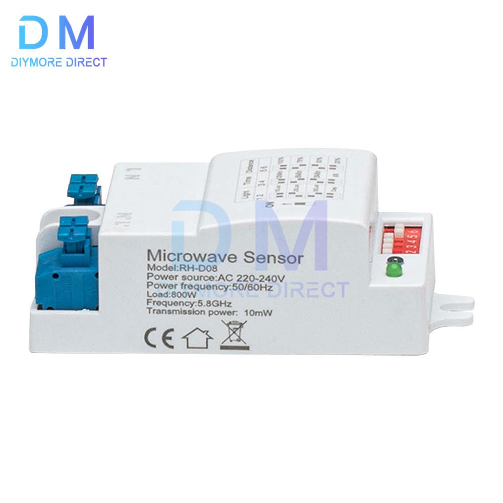 5.8GHz LED Microwave Radar Sensor Light Switch Human Body Motion Induction Sensor Controller Switch AC 220V-240V