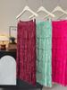 2026 Spring/Summer Women's Versatile Tassel Patchwork Midi Skirt