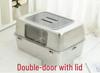 Large Stainless Steel Enclosed Cat Litter Box with Anti-Splash High Fence