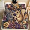 Flower Squirrel  Print Flannel Blanket, High Quality Comfortable for All Seasons, Home Decor, Warmth and Comfort