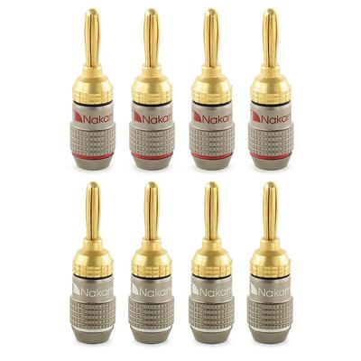Nakamichi FanLock Excel Series 24k Gold Plated Banana Plugs 10 AWG 18 AWG Gauge Size 4mm for Speaker Amplifier Stereo Home Theater Radio Audio Wire