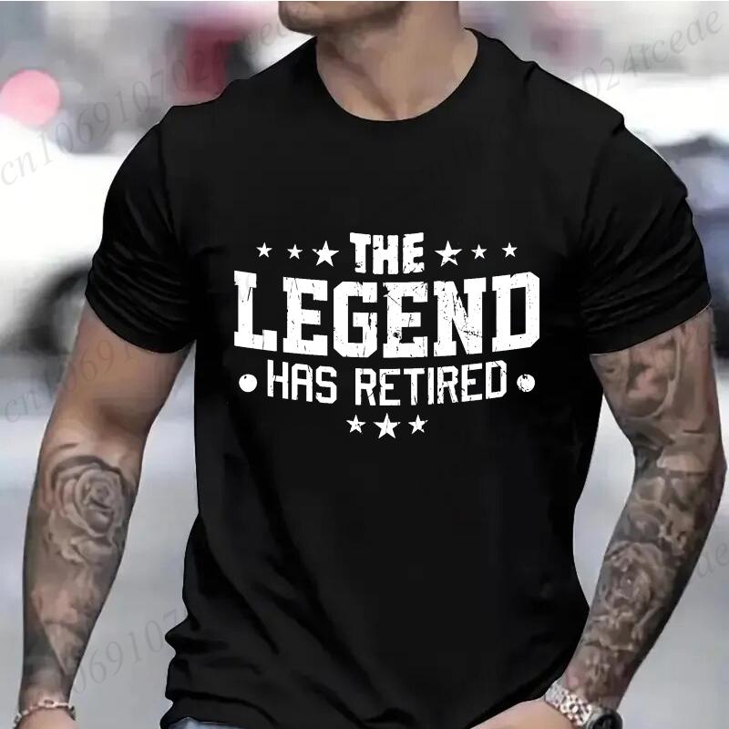 Funny The Legend Has Retired T Shirts for Men Short Sleeve Shirts Funny Graphic Tees for Retirement Fashion Casual Men Tees Gift