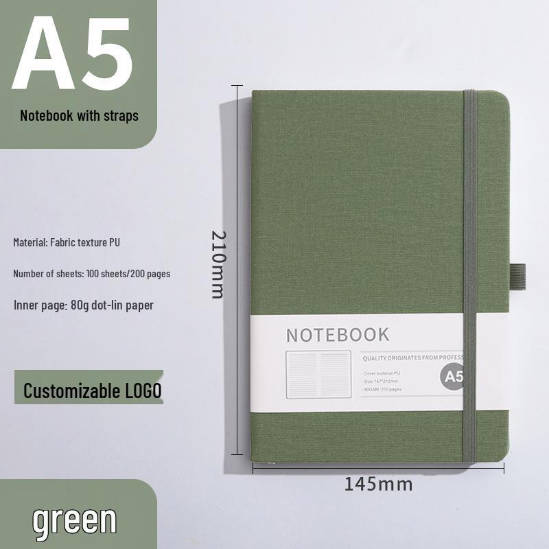 Custom A5 High-Quality Business Notebook with Strap and Logo Printing 