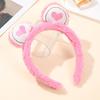 Hair Hoop Toothed Anti-Slip Plush Headband with Bear Ears Decor Fluffy Elastic Face Washing Makeup Hairband
