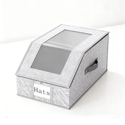 Stabile Hutaufbewahrung für Baseballkappen, fasst bis zu 24 Kappen, klarer Hut-Organizer für Schrank, Schlafzimmer, breite Hutbox mit Karton