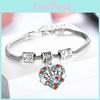 Family Members Inlaid Colorful Rhinestone Love Heart Bracelet For Special Occasions**