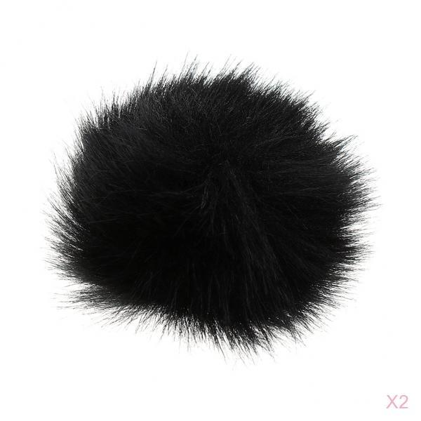 2Pcs Black Outdoor Lapel Microphone Windscreen Wind Muff Furry Cover 1.0cm