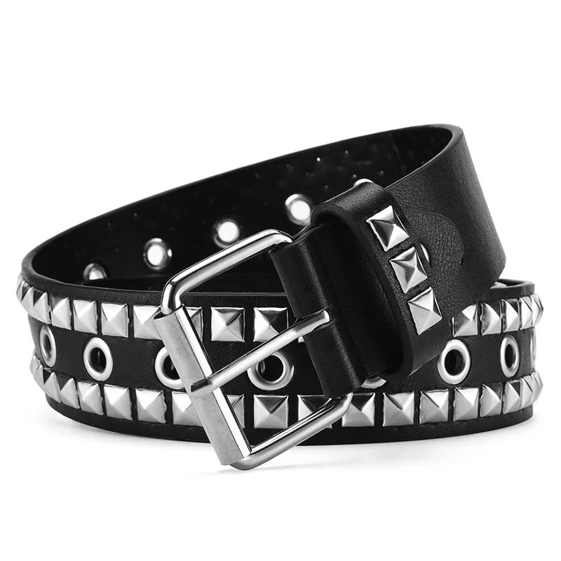 Nový čtvercový korálkový nýtovací pásek Kovový pyramidový pásek Pánské a dámské Punk Hardware Džínový pásek Y2K pásek Designový pásek Dámské pásky