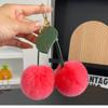 Faux Mink Rabbit Fur Cherry Keychain Pendant - Plush, Creative Korean Gift