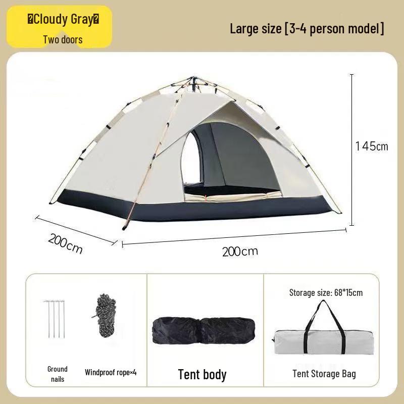 Automatic 3-4 Person Tent with Sun and Insect Protection for Indoor/Outdoor Use