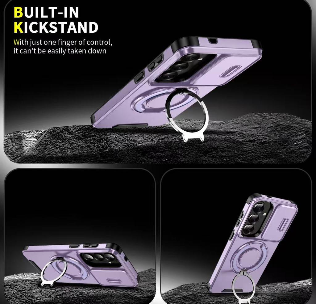 Custodia per telefono con supporto ad anello magnetico antiurto Armor per Samsung Galaxy S26Edge S26 Ultra Plus Cover protettiva a ribalta per fotocamera