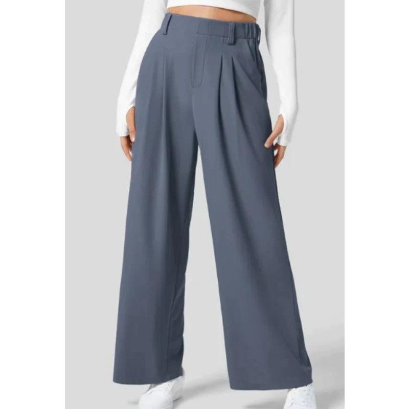Fashion Loose Plus Size Women Pants New Casual Pleated Elegant Office Long Pants Ladies Woman Solid Color High-waisted Wide-leg Pants Loose Trousers