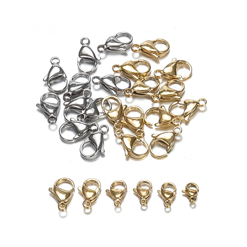 20pcs Stainless Steel Hole 9-15mm Lobster Clasps & Hooks Steel Color Connectors for Jewelry Findings Materials DIY Crafts