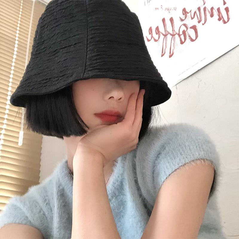 Summer Bucket Hat For Women Outdoor Foldable Fisherman Cap Solid Color Cotton Girls Panama Beach Sun Hat