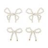 2Pairs/Set Elegant Imitation Pearl Bow Bowknot Stud Earrings for Women Wed Bridal Korean Fashion Piercing Earrings Jewelry Gift