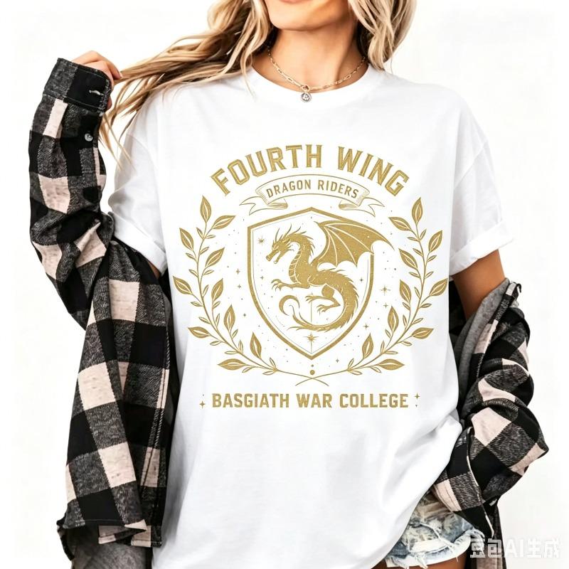 Vierter Flügel Shirt Drachenreiter Vintage Basgiath Kriegskolleg Grafik Herren Damen Kurzarm Top