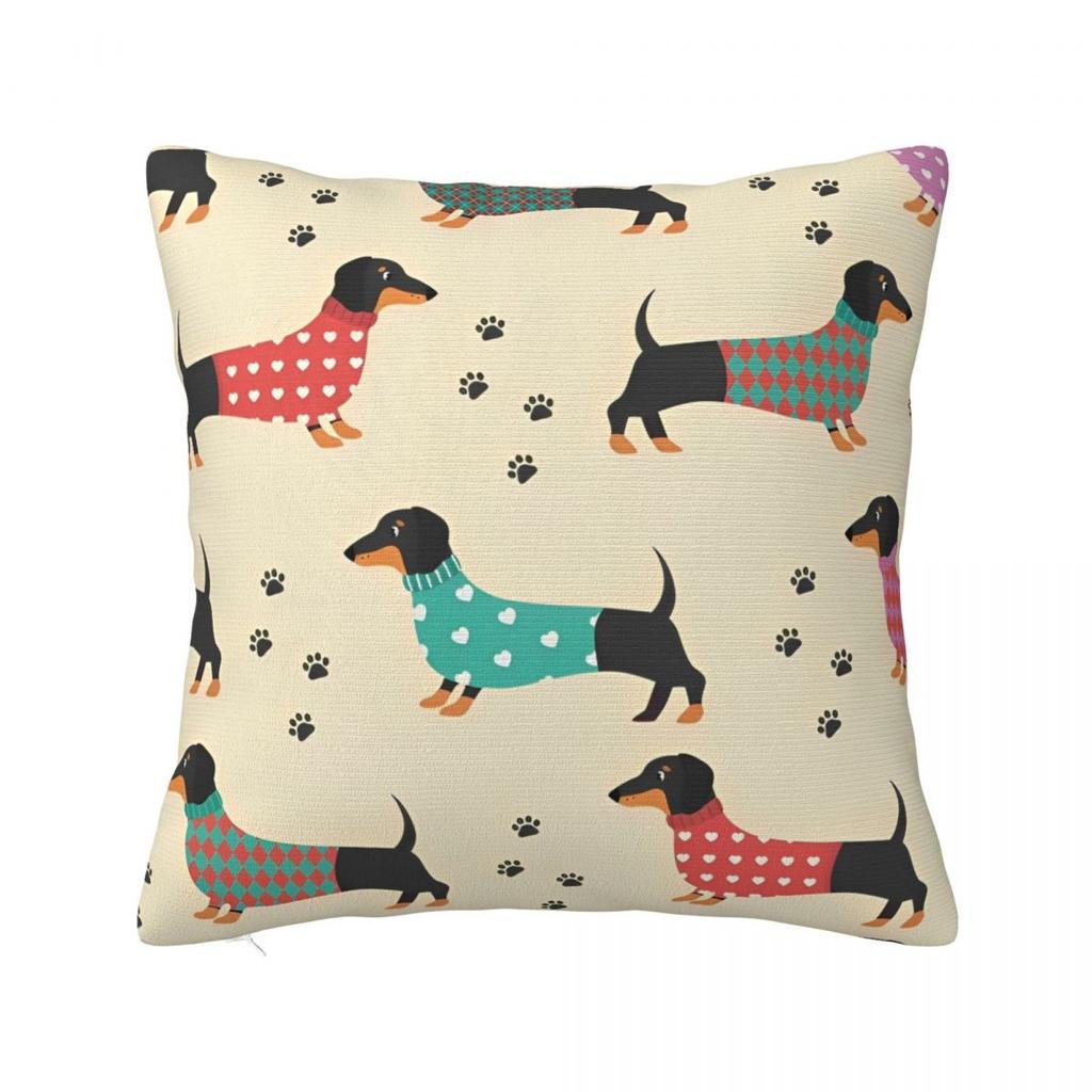 Dachshund Dog Love Square Pillow Covers Home Wiener Sausage Doxie Cushion Cover Cute Home Decoration Pillowcase 4545