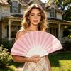Summer Folding Fan with Glitter Powder Portable Plastic Ribs Hand Fan Men Women Dance Performance Props Party Favors