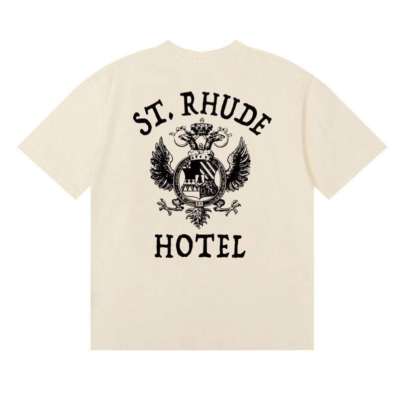 RHUDE Sunset Graphic T-Shirt Men Women Loose Fit Short Sleeve Tee Casual Streetwear