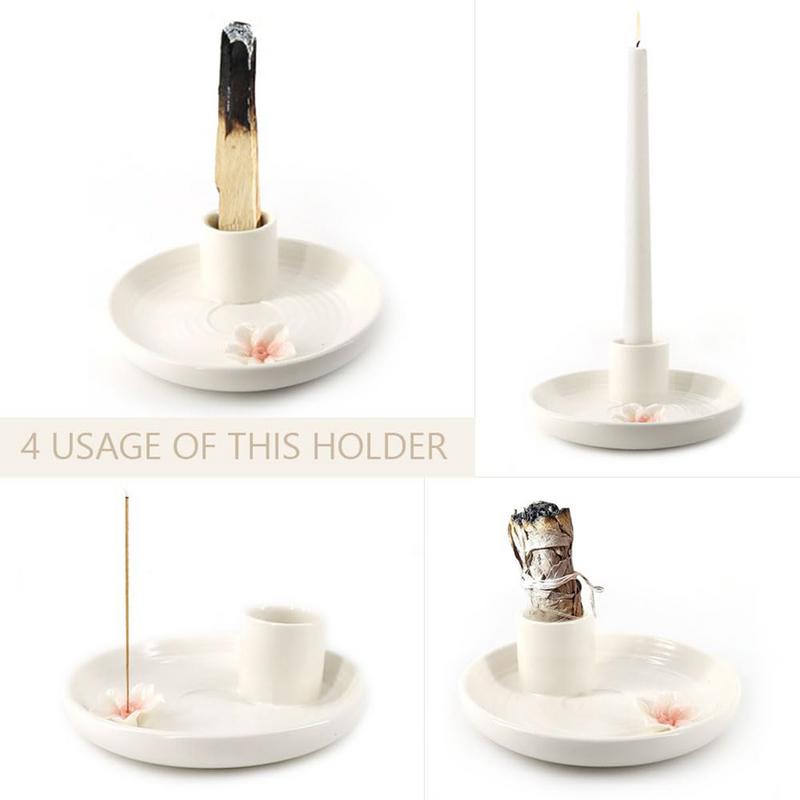 Hard to Tip Over Candle Holder Artistic Ceramic Palo Santo Holder Incense Burner Sturdy Well-made Scent Wood Stand Ash for Palo