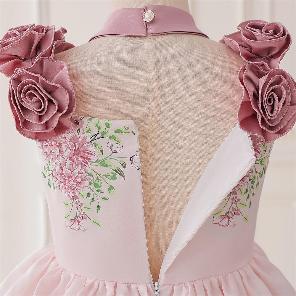 Flower Girl Princess Dress For Weddings Summer Kid Formal Bow Long Gown For School Evening Party Children New Year Cloth L6016