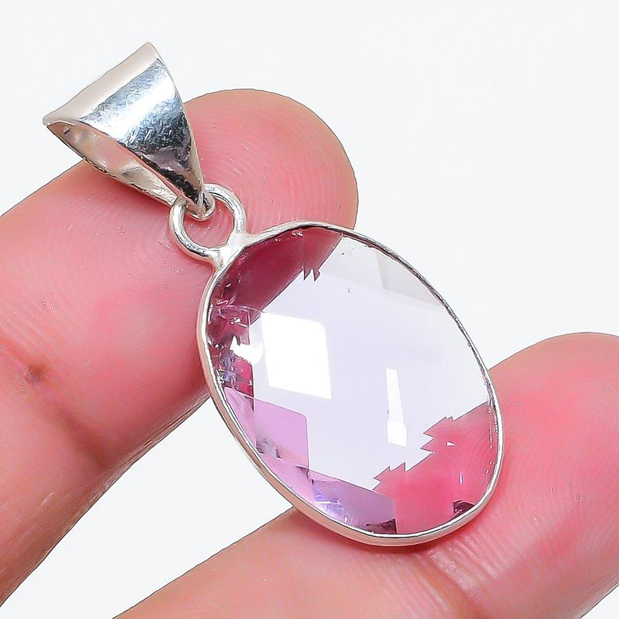 Natural Pink Kunzite Gemstone 925 Sterling Silver Jewelry Pendant 1.26" AP-16404