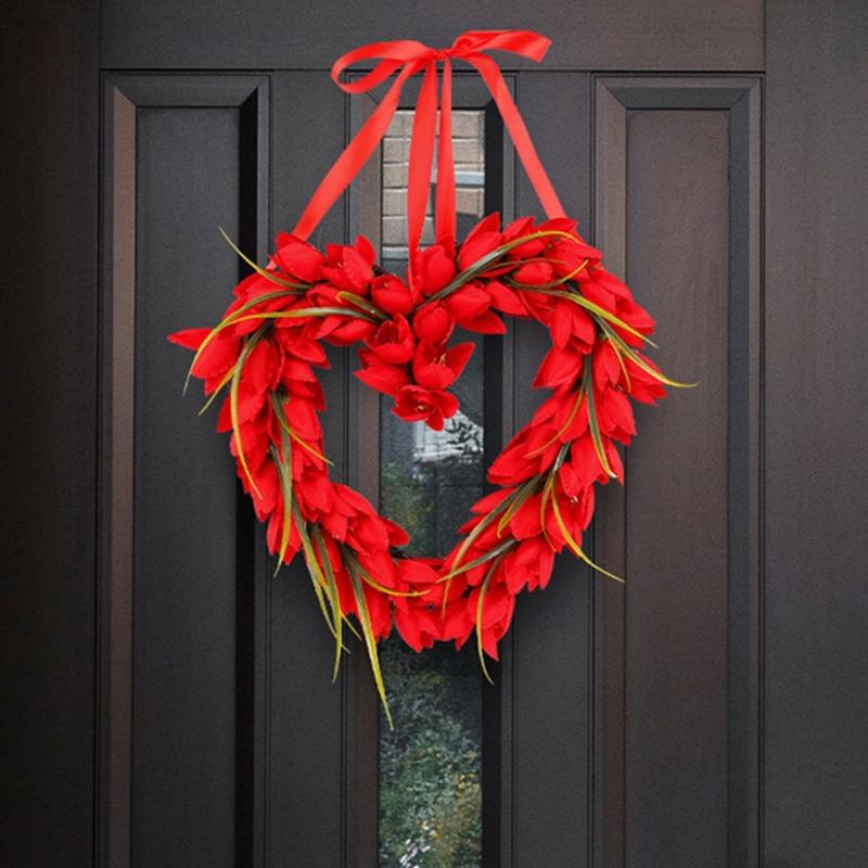 Valentines Day Wreath Pendant Tulips Love Garlands Decoration Proposal Scene Layout Props Valentines Day Garlands Party