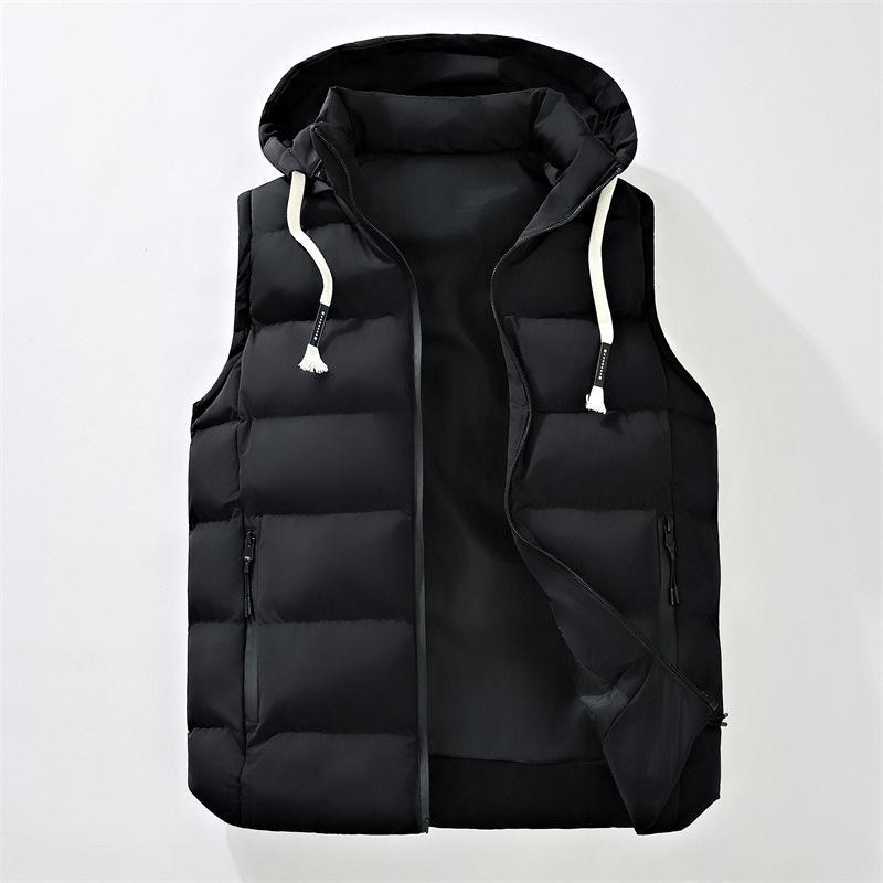 Men's cotton vest hooded thickened autumn and winter sleeveless casual men's vest jacket fashion vest warm cotton-padded clothes
