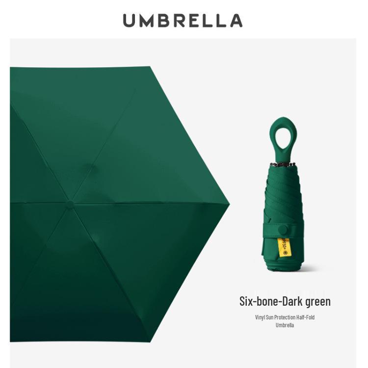 New Macaron Color Five-Fold Ultra-Light Sun Protection Compact Mini Umbrella with Buckle Handle