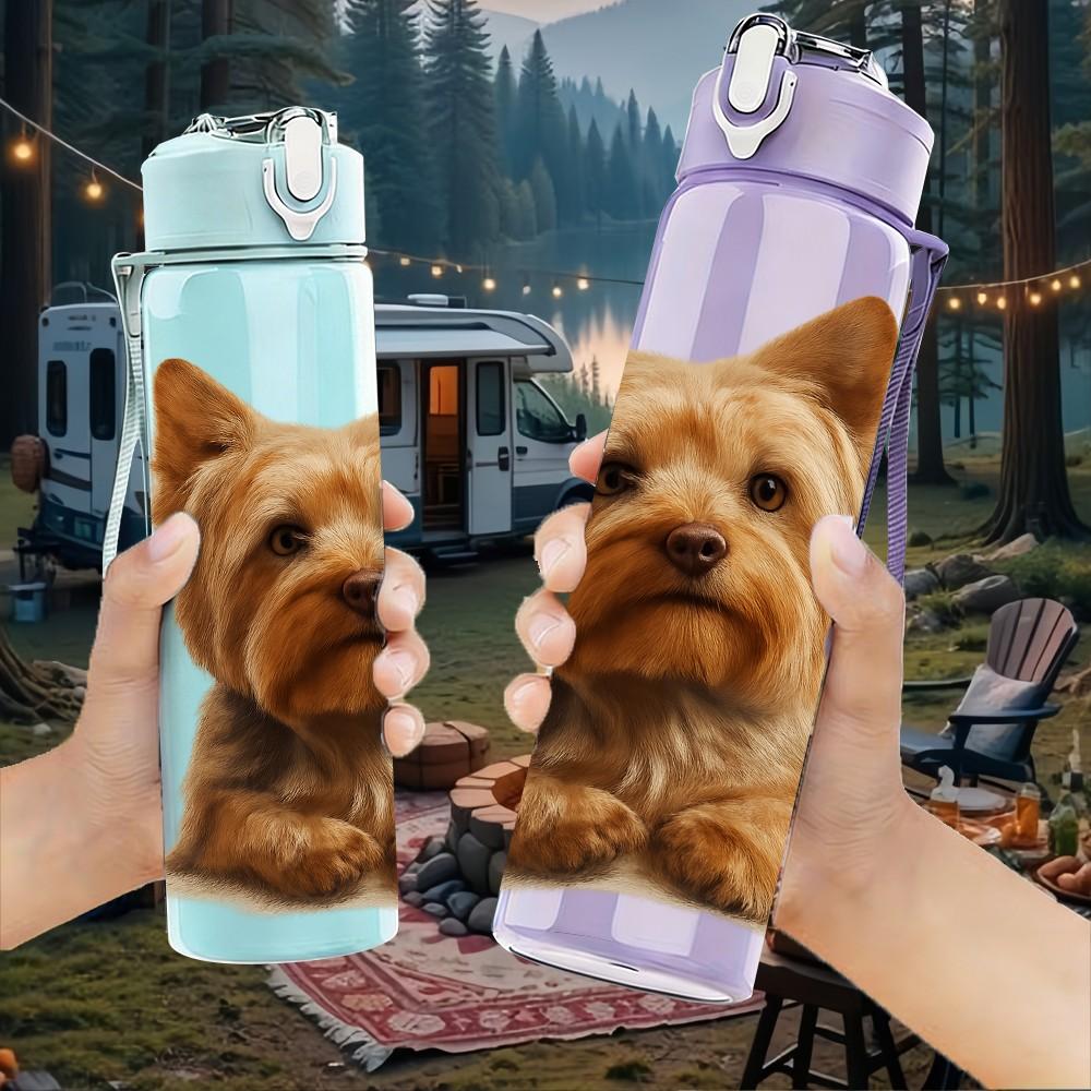 1PC Yorkshire Terrier Portrait 750ml Color Plastic Sports Water Bottle Leakproof Flip Straw Lid Suitable for Sports Office Home Use