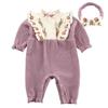 Baby nest Baby Clothes Girls Coverall Romper Long Sleeve Baby Clothes Front Opening Clothes Newborn Clothes Cute Purple 90 Months Children's 18-24