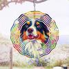 Rainbow Flower Dog Pattern Metal Wind Spinner 2D Hanging Garden Decor No Power Needed 360 Degree Rotating Hook Easy Installation