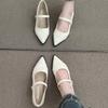 Designer Thick Heel Women Mary Jane Shoes Fashion Shallow Pointed Toe Shoes 2026 Spring Party Dress Prom Female Leather Pumps