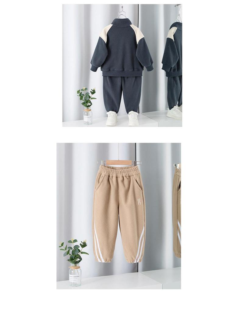 Zestaw sportowy dwuczęściowy dla chłopców na zimę, z podszewką z polaru, 2025