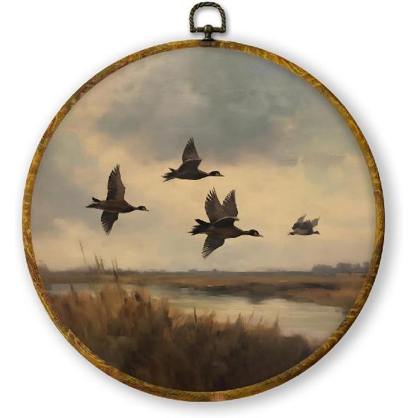 QZQE Vintage Western Cowboy Oval Wall Art Decor Framed, Rustic Country Cowboy Rodeo Oval Canvas Prints, Retro Western Horse Wall Hanging Decor for