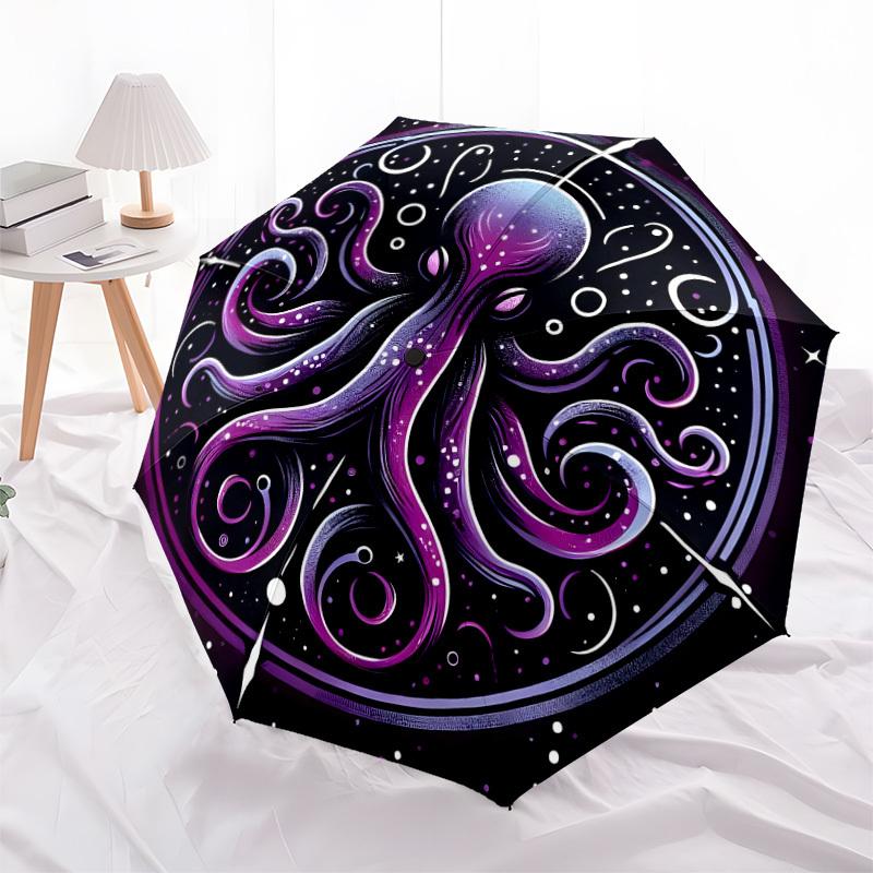 1pc Cosmic Octopus Mandala Umbrella with Plastic Handle,Suitable for All Seasons Home Travel Outdoor UmbrellaDD1208