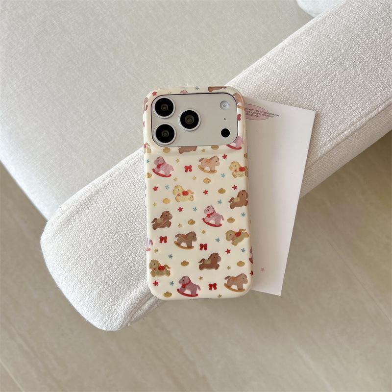 

Colorful Star Wooden Horse Case for iPhone 17/16 Pro Max/15/14 - New Model for Women iPhone 17 Pro