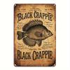Vintage Black Crappie Metal Tin Sign    Durable  Tough Nautical Wall Art with Fish Illustration Perfect for Home Farmhous