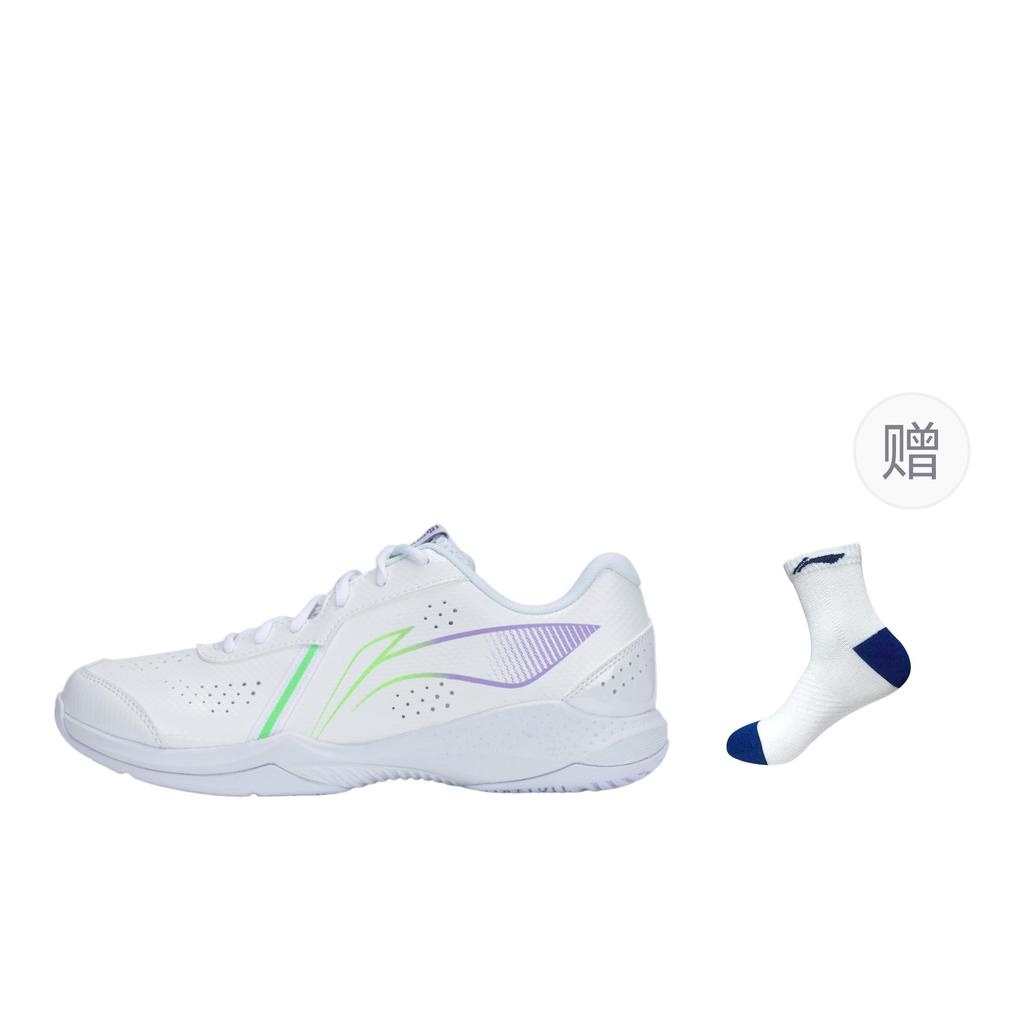 New LiNing Badminton Series Shock Absorbers Slip Resistant Breathable Low Top Badminton Shoes Unisex White AYTS020-11