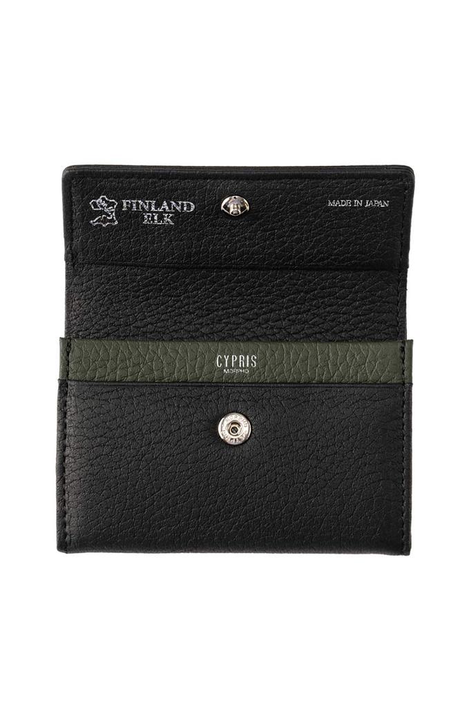CYPRIS Finnish Elk Compact Wallet with Coin Day Birthday Boyfriend Black x 6873 All-in-One Purse, Leather, Men's Gift, Father's Gift, Gift, Gift,