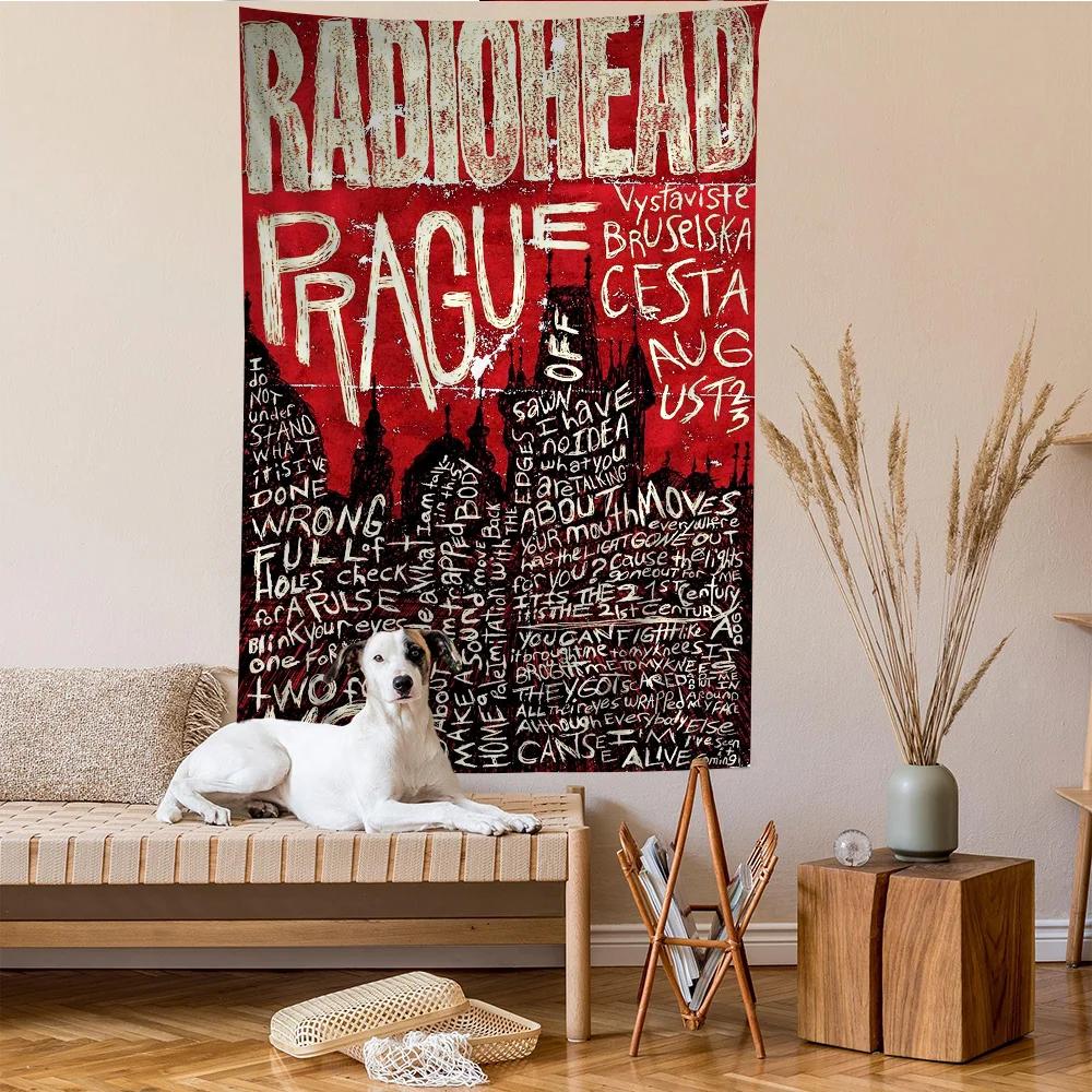 Vintage Rock Band Characters Radiohead Printed Large Wall Tapestry Indian Buddha Wall Decoration Witchcraft Bohemian Hippie