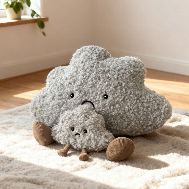 Cute Cloud Plush Keychain, Fluffy Backpack Charm, Storm Cloud Pendant, Birthday Gift for Girls