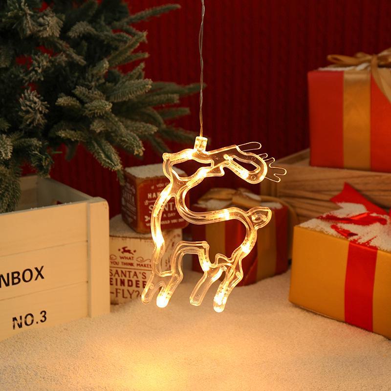 LED Christmas Decoration Suction Cup Lights: Tree, Bell, Snowman, Reindeer, Snowflake, Star, Heart Lantern.