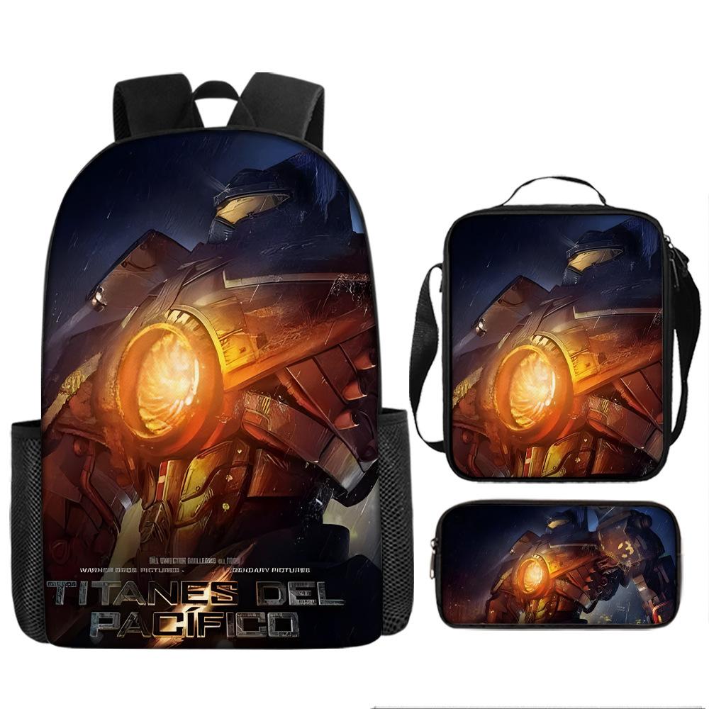 Pacific Rim schoolbag, primary and secondary school students, boys, mecha war, monster backpack, kindergarten burden reduction three-piece set