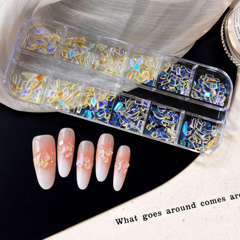 100Pcs Mixed Aurora Rhinestones Nail Beads Colorful DIY Charms Gems Women Manicure Art Professional Salon Kit